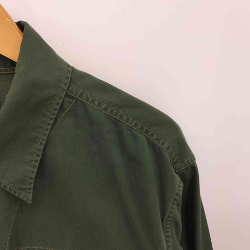 ポロジーンズカンパニーラルフローレン POLO JEANS COMPANY RALPH LAUREN 90-00S 香港製 袖 刺繍 ヘリンボーン ツイル ミリタリー シャツ メンズ import:XL