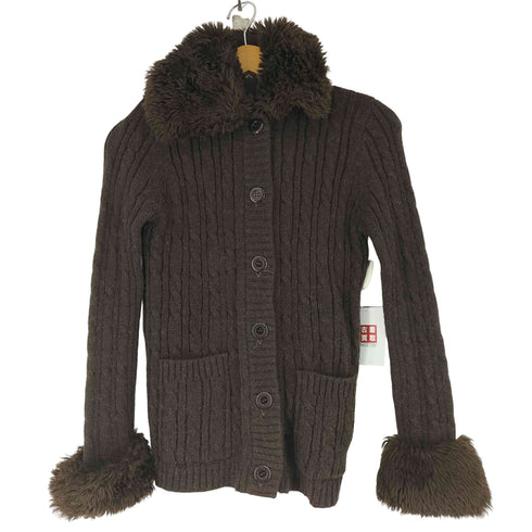 ボアドッキングニットカーディガン レディース import:S