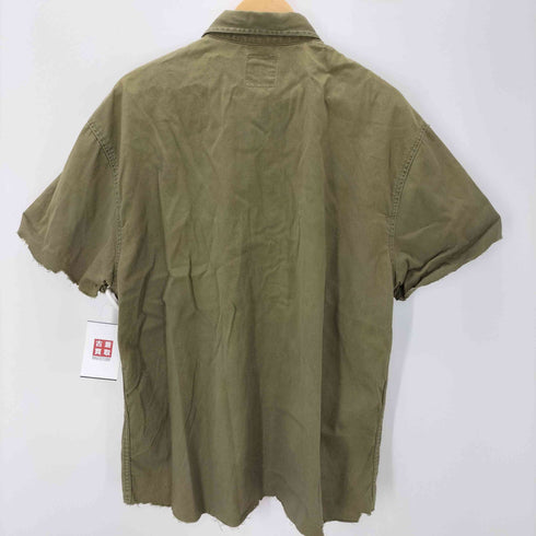 ラングラー Wrangler ロゴ ワッペン ミリタリー S/S シャツ カットオフ メンズ import:XL