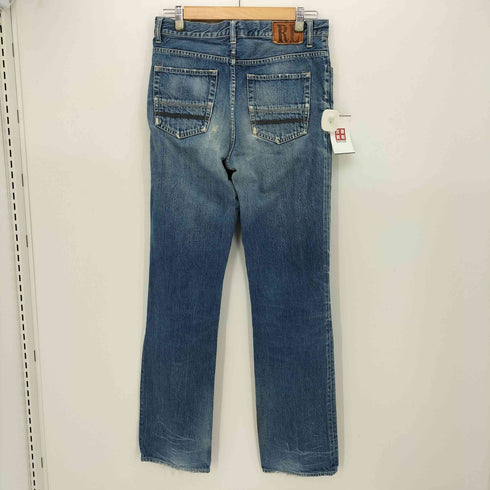 ラルフローレン RALPH LAUREN レザーパッチ ダメージ ストレート デニム パンツ 脇割 メンズ 30