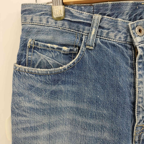 ラルフローレン RALPH LAUREN レザーパッチ ダメージ ストレート デニム パンツ 脇割 メンズ 30