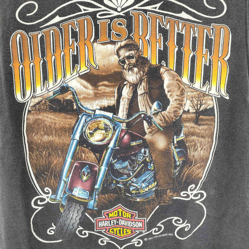 ハーレーダビッドソン HARLEY-DAVIDSON 90年コピーライト 両面プリント タンクトップ シングルステッチ フェード メンズ