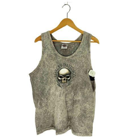 ハーレーダビッドソン HARLEY-DAVIDSON 00S 2003コピーライト USA製 タイダイ スカルプリント タンクトップ メンズ import:L