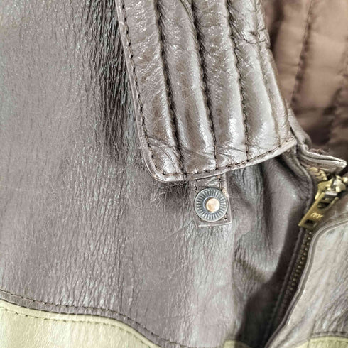 BELGIO シープレザー YKK カムロック式 スイッチングライン ジャケット ブルゾン メンズ JPN:L