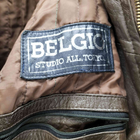 BELGIO シープレザー YKK カムロック式 スイッチングライン ジャケット ブルゾン メンズ JPN:L