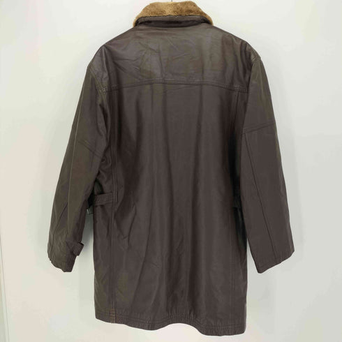 cow leather ボアライナー付き カウレザー 襟ボア カーコート メンズ LL