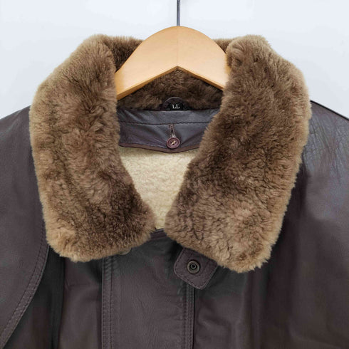 cow leather ボアライナー付き カウレザー 襟ボア カーコート メンズ LL