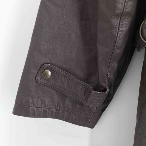 cow leather ボアライナー付き カウレザー 襟ボア カーコート メンズ LL
