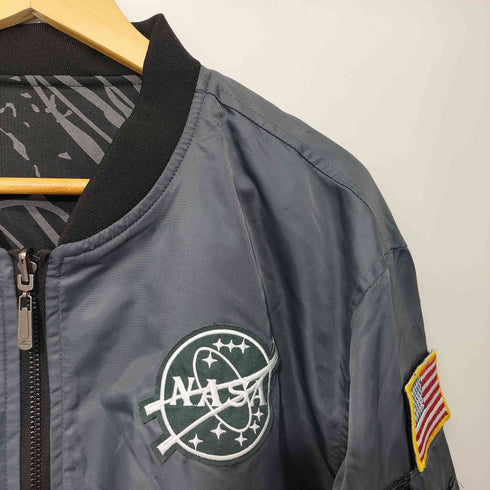 ASSTSERIES 企業ロゴ 星条旗 ワッペン 裏総柄 MA-1 フライトジャケット メンズ 4XL