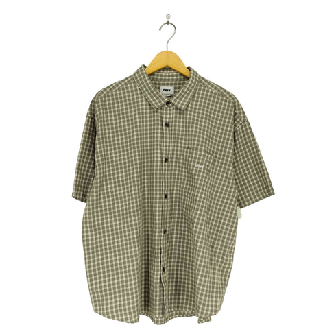 オベイ OBEY ロゴ刺繍チェックシャツ メンズ XL