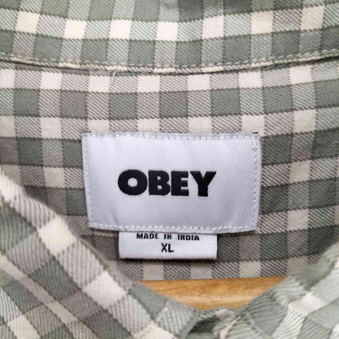 オベイ OBEY ロゴ刺繍チェックシャツ メンズ XL