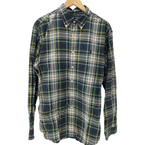 ラルフローレン RALPH LAUREN CLASSIC FIT ポニー刺繍 マドラスチェック ボタンダウン L/S シャツ メンズ import:L