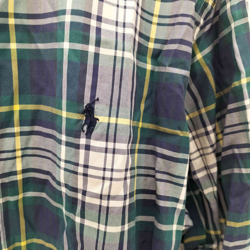 ラルフローレン RALPH LAUREN CLASSIC FIT ポニー刺繍 マドラスチェック ボタンダウン L/S シャツ メンズ import:L