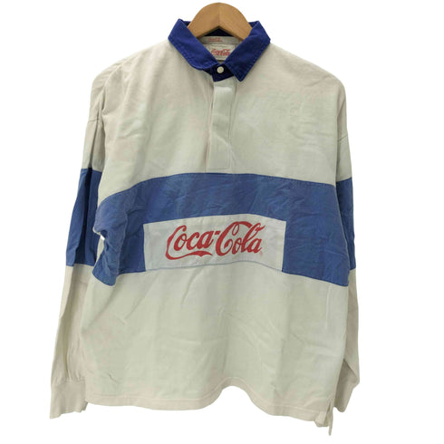 コカコーラ Coca-Cola ロゴ プリント ボーダー L/S ポロ シャツ メンズ import:L