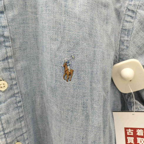 ラルフローレン RALPH LAUREN ポニー 刺繍 ボタンダウン L/S シャンブレー シャツ メンズ import:M