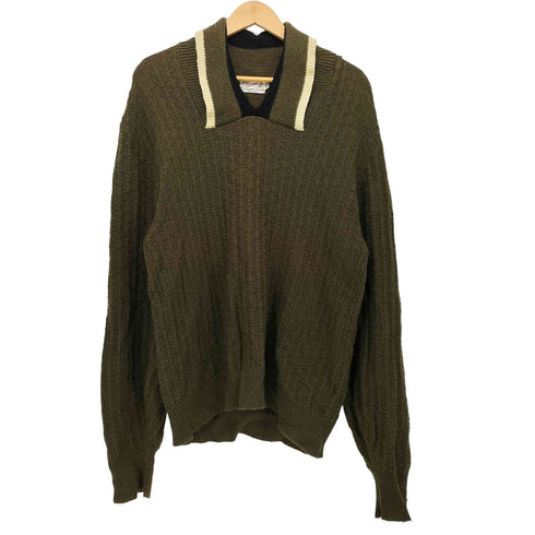 alan Stevens ltd 60s ウール100 織柄 ニットポロ メンズ import:XL
