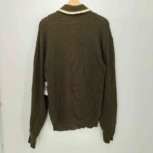alan Stevens ltd 60s ウール100 織柄 ニットポロ メンズ import:XL