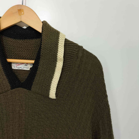 alan Stevens ltd 60s ウール100 織柄 ニットポロ メンズ import:XL