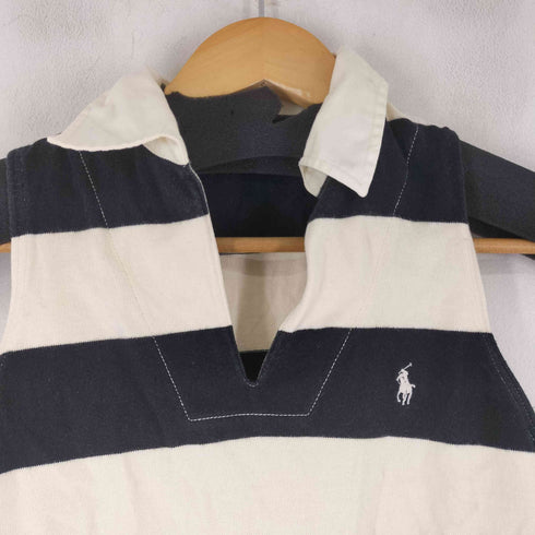ラルフローレン RALPH LAUREN スモールポニー刺繍ボーダーノースリーブスキッパーポロシャツ レディース import:M