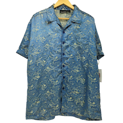 odo 90s レーヨンナイロン 総柄 チャイナ オープンカラーシャツ メンズ import:L