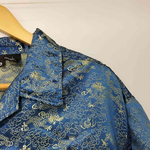 odo 90s レーヨンナイロン 総柄 チャイナ オープンカラーシャツ メンズ import:L