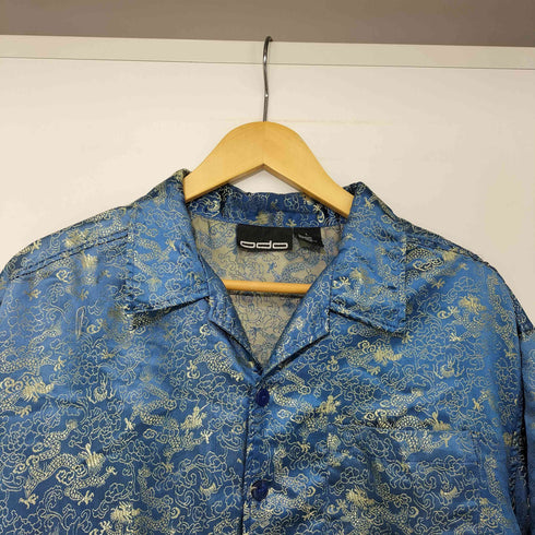 odo 90s レーヨンナイロン 総柄 チャイナ オープンカラーシャツ メンズ import:L
