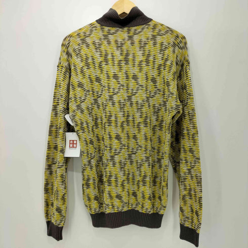 シンプルライフ SIMPLE LIFE 90-2000s リネン混 総柄 サイケデリック ニットポロ メンズ JPN:L