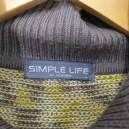 シンプルライフ SIMPLE LIFE 90-2000s リネン混 総柄 サイケデリック ニットポロ メンズ JPN:L