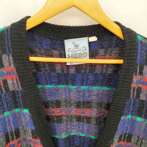 Pure new wool ウールチェック ショールカラー カーディガン メンズ M