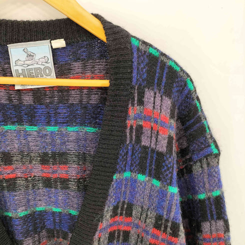 Pure new wool ウールチェック ショールカラー カーディガン メンズ M