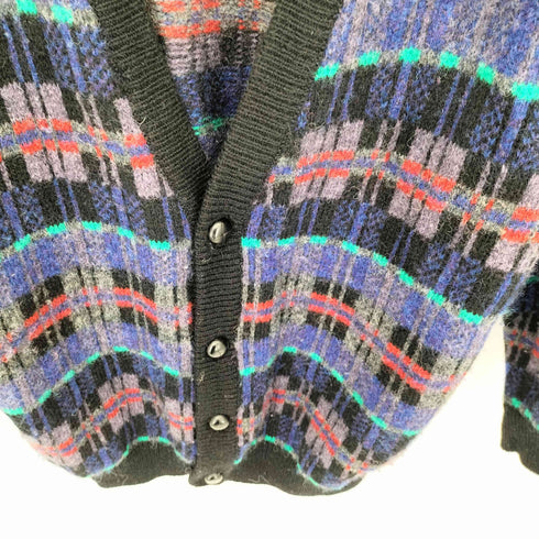 Pure new wool ウールチェック ショールカラー カーディガン メンズ M
