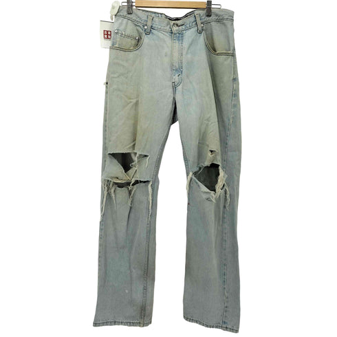 リーバイス Levis 90s SilverTab straight+relaxed アイスウォッシュ ダメージ デストロイ バギーデニム メンズ W34 L32