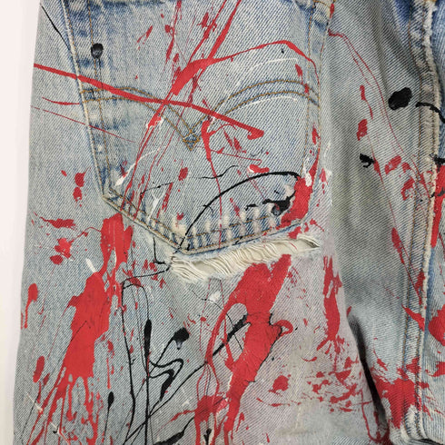 リーバイス Levis 2001年3月製造 ボタン裏190 JUNKYAD JEANS ペイント 膝タタキ リメイク 501xx デニム パンツ メンズ W38 L32