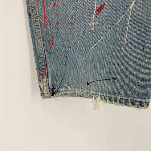 リーバイス Levis 2001年3月製造 ボタン裏190 JUNKYAD JEANS ペイント 膝タタキ リメイク 501xx デニム パンツ メンズ W38 L32