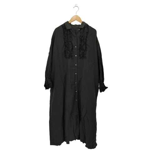 ネストローブ nest Robe リネンスカラップレース ブラック ドレス フリル ワンピース レディース FREE