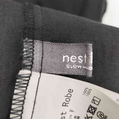 ネストローブ nest Robe リネンスカラップレース ブラック ドレス フリル ワンピース レディース FREE
