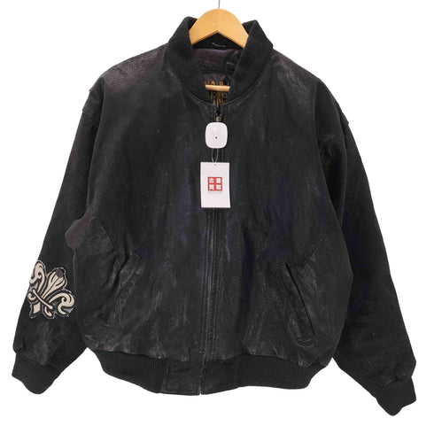 DUALCONTROL 本革 レザー エンブレム ロゴ ワッペン ボンバー ジャケット ブルゾン メンズ import:M