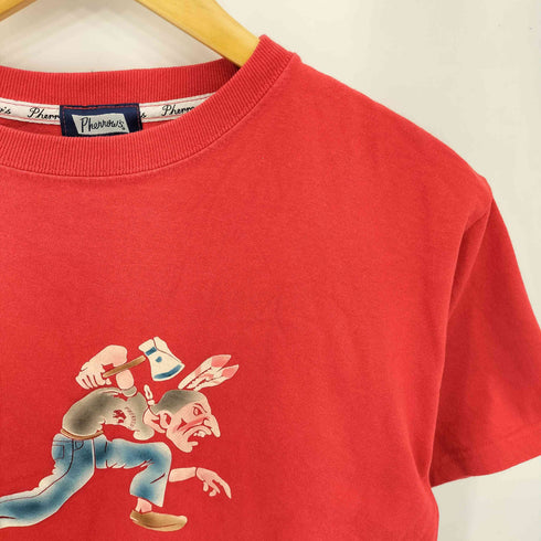 フェローズ PHERROWS フロントプリント クルーネック半袖Tシャツ メンズ 40