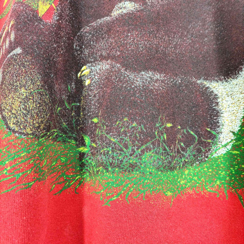 フルーツオブザルーム FRUIT OF THE LOOM 80S USA製 パンダ プリント ラグランスリーブ クルーネックスウェット メンズ import:L