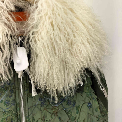 サカイ Sacai 17AW 花柄刺繍 ナイロン ファー ブルゾン ジャケット レディース 2
