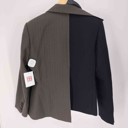 サカイ Sacai 24AW ウール ストライプ ドッキング シングル テーラード ジャケット チンストラップ付 メンズ 1