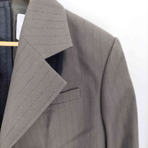 サカイ Sacai 24AW ウール ストライプ ドッキング シングル テーラード ジャケット チンストラップ付 メンズ 1