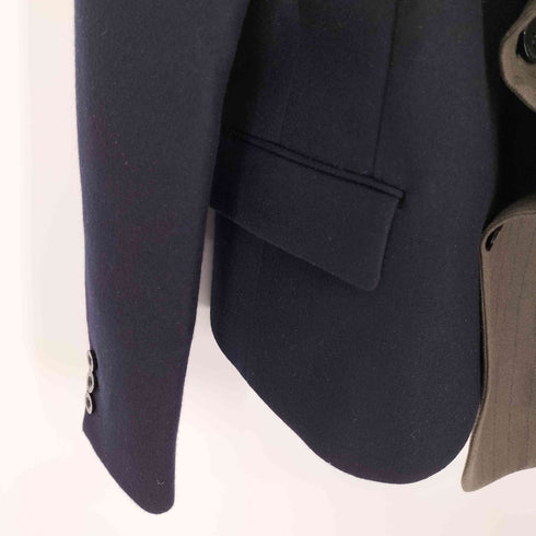 サカイ Sacai 24AW ウール ストライプ ドッキング シングル テーラード ジャケット チンストラップ付 メンズ 1