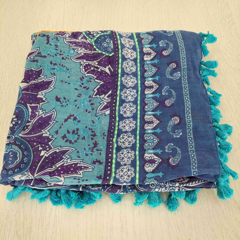 ERFURT コットン ペイズリー フリンジストール レディース