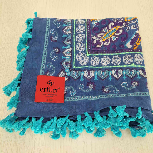 ERFURT コットン ペイズリー フリンジストール レディース
