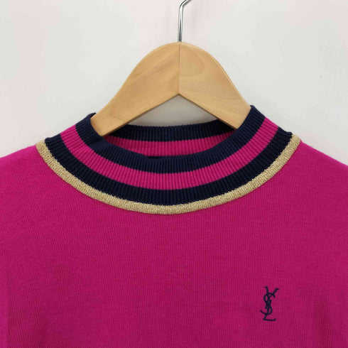 イヴサンローラン Yves Saint Laurent ロゴ刺繍 モックネック ウール ニット レディース import:M