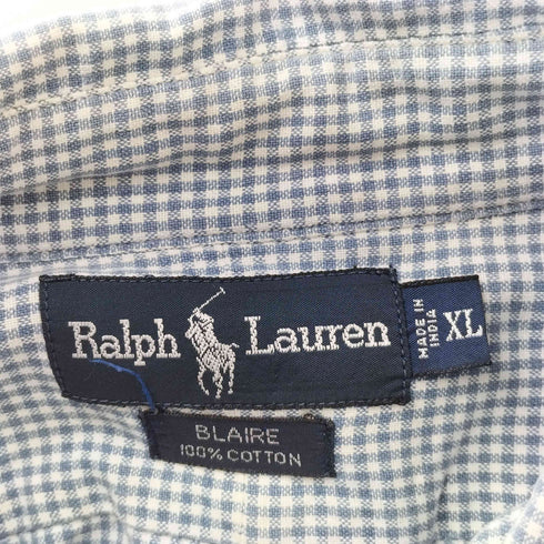 ラルフローレン RALPH LAUREN 90S インド製 ギンガムチェック ボタンダウンシャツ メンズ import:XL