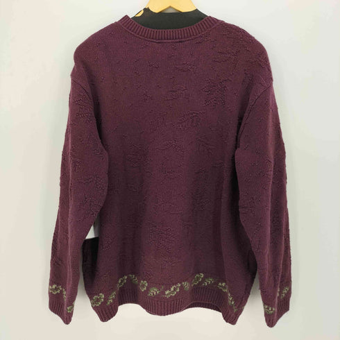 ノーザンリフレクションズ NORTHERN REFLECTIONS 90S カナダ製 刺繍 ランダム編み コットン ニット メンズ import:L