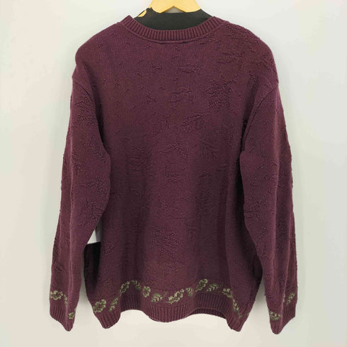 ノーザンリフレクションズ NORTHERN REFLECTIONS 90S カナダ製 刺繍 ランダム編み コットン ニット メンズ import:L