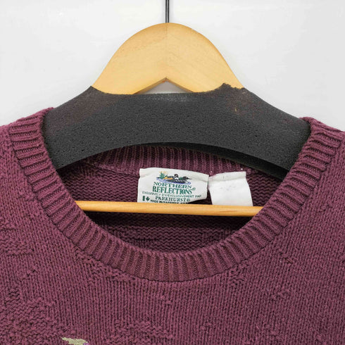ノーザンリフレクションズ NORTHERN REFLECTIONS 90S カナダ製 刺繍 ランダム編み コットン ニット メンズ import:L
